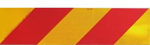 RoadBase Rear Marker Plate Class 1 Reflective Aluminium Metal Sign Red and Yellow Candy Stripe 400 x 100mm Left Side