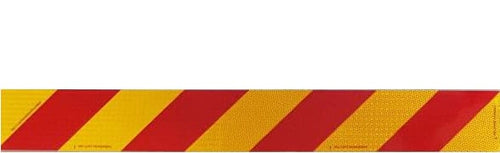 RoadBase Rear Marker Plate Class 1 Reflective Aluminium Metal Sign Red and Yellow Candy Stripe 800 x 100mm Left Side