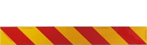 RoadBase Rear Marker Plate Class 1 Reflective Aluminium Metal Sign Red and Yellow Candy Stripe 800 x 100mm Right Side