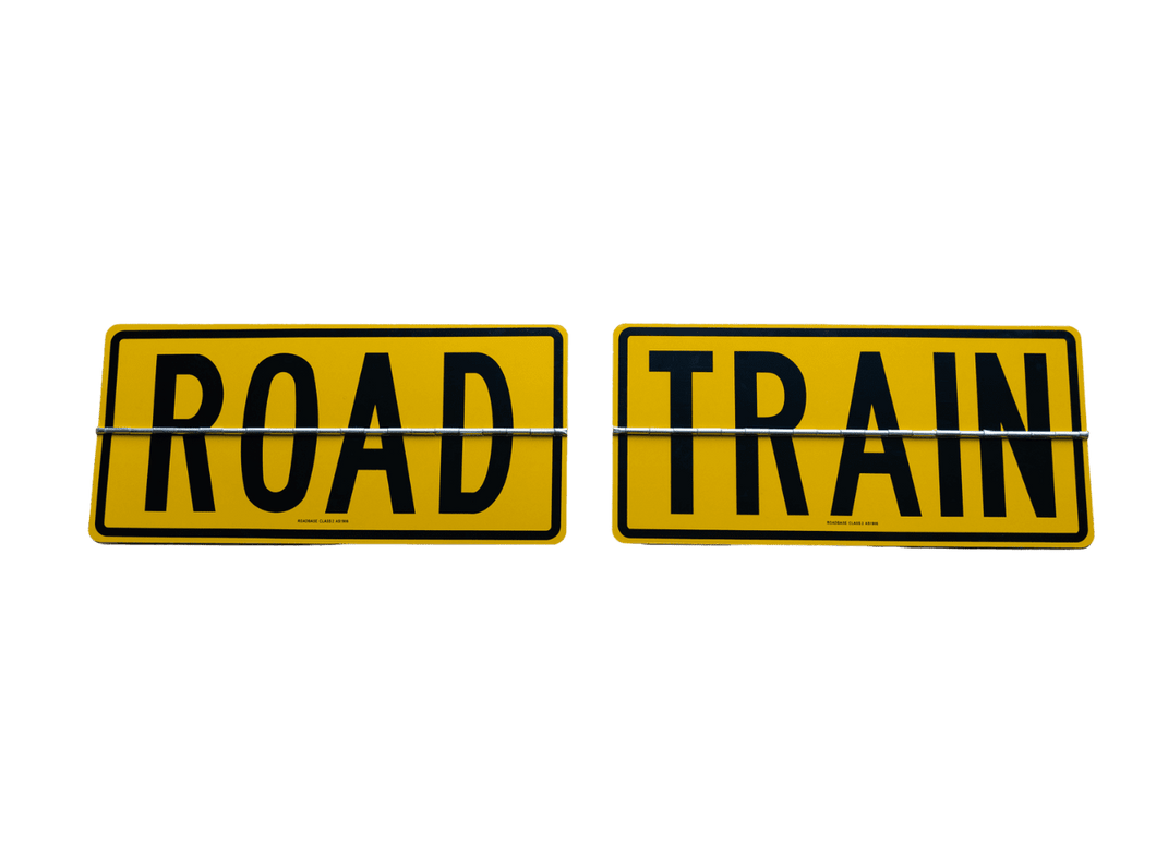 Road Train 2 Piece Hinged Metal Sign