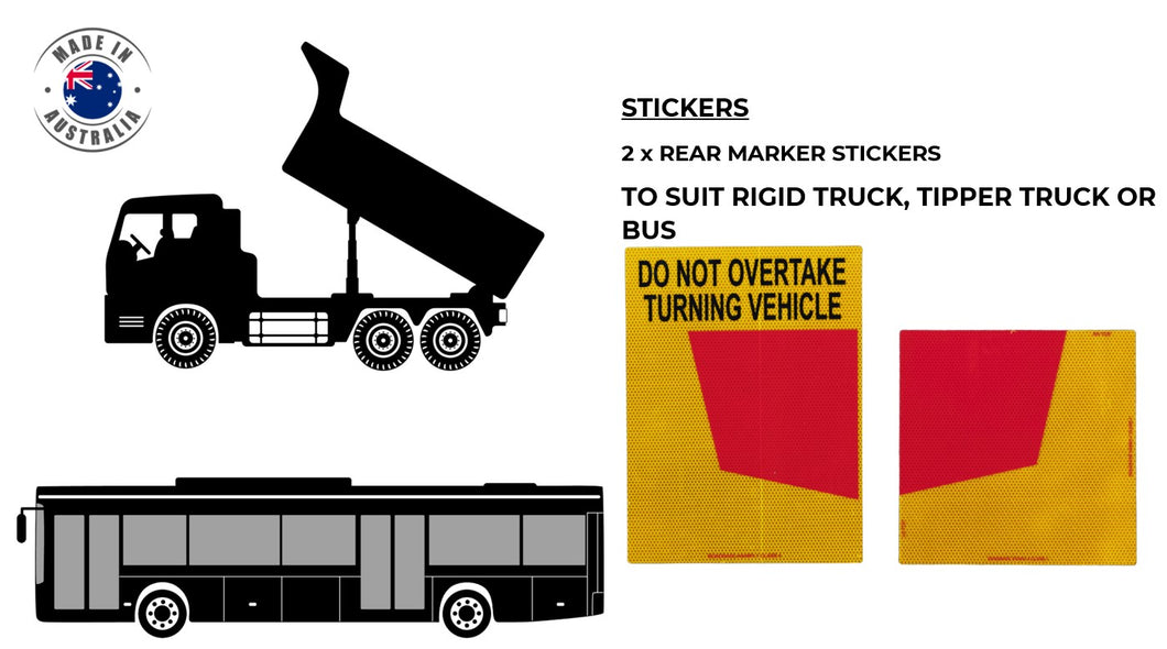 Rear Marker Sticker Combo - Rigid Truck, Tipper, Bus