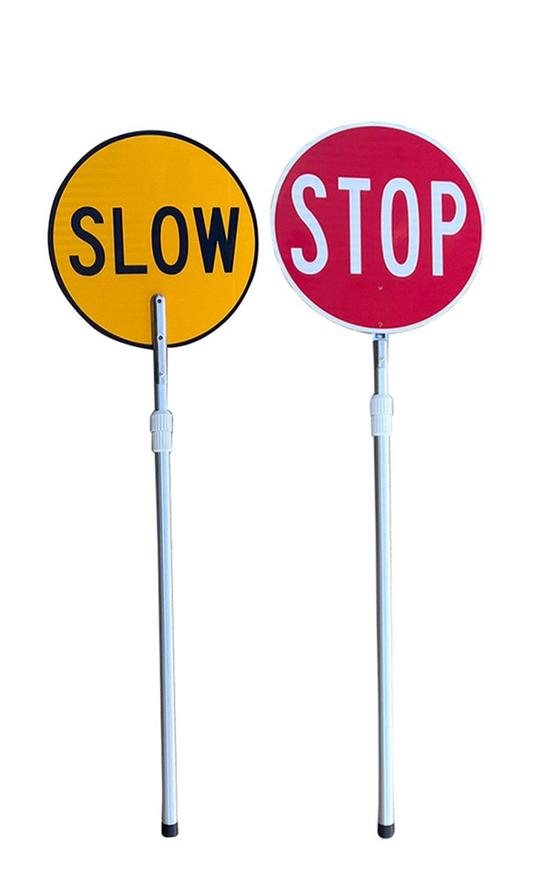 STOP/SLOW Paddle/Lollipop Sign with Aluminium Handle/Pole