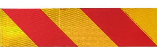 RoadBase Rear Marker Plate Class 1 Reflective Aluminium Metal Sign Red and Yellow Candy Stripe 400 x 100mm Right Side