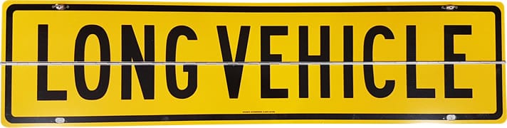 RoadBase Hinged Long Vehicle Metal Sign Class 2 Reflective