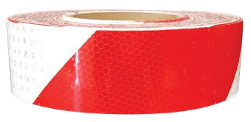Roll of Alternating Red and White Candy Stripe Class 1 Reflective Adhesive Tape