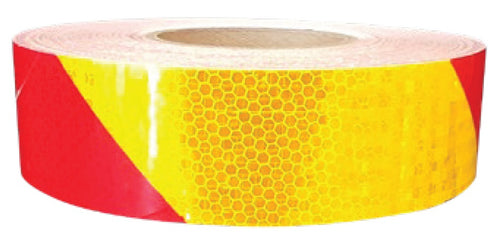 Roll of Alternating Red and Yellow Candy Stripe Class 1 Reflective Adhesive Tape