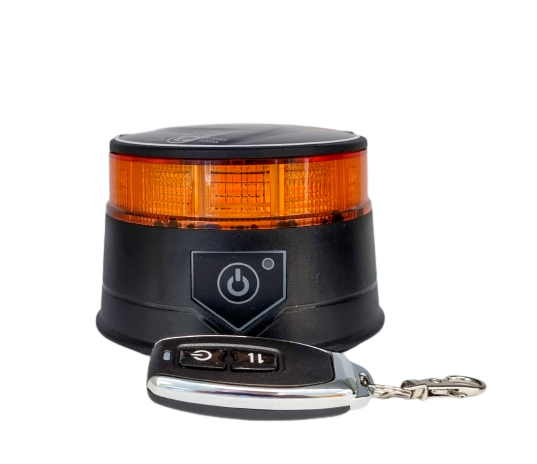 Whitevision Rechargeable Amber LED Safety Beacon with Magnetic Base, Lithium Ion Battery, Remote & Charging Cable